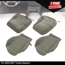 Driver Passenger Bottom Top Leather Seat Cover Gray For Toyota Sequoia 2000-2007