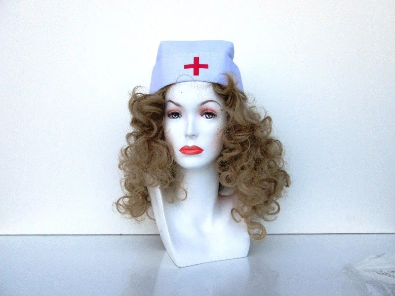 ADULT WOMENS GIRLS WHITE NURSE COSTUME HAT CAP DOCTOR HOSPITAL - Image 2 of 4