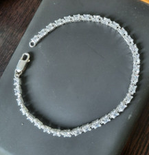 6.00Ct Princess cut Moissanite Eternity Tennis Silver Bracelet 7.5 Inch