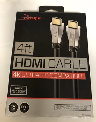 Rocketfish 4ft 4K Ultra HD In-Wall Rated HDMI Cable Black