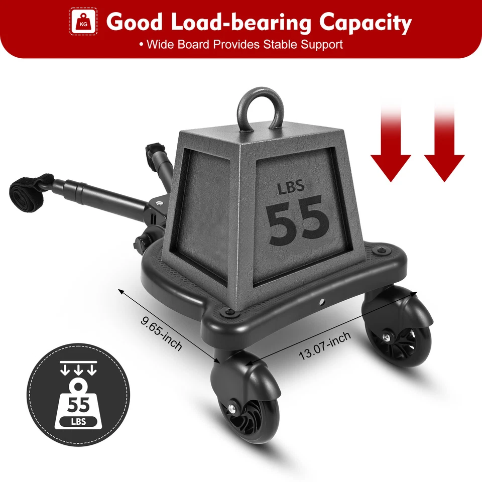 Glider Board Baby Stroller Kid Board Buggy Wheeled Board with Detachable Seat - Image 3 of 4