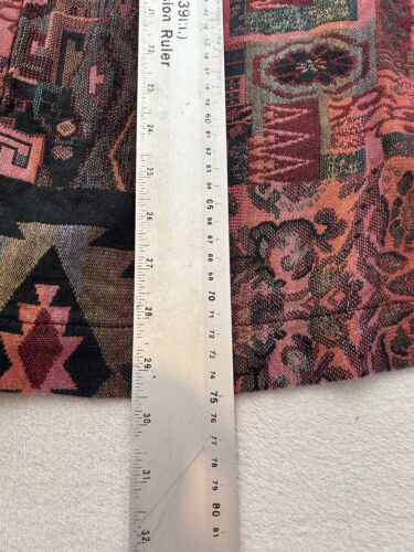Petite Midi Skirt Burgundy Geometric Wrap Vintage Size 10 FLAW Retro Boho Gypsy - Picture 6 of 12