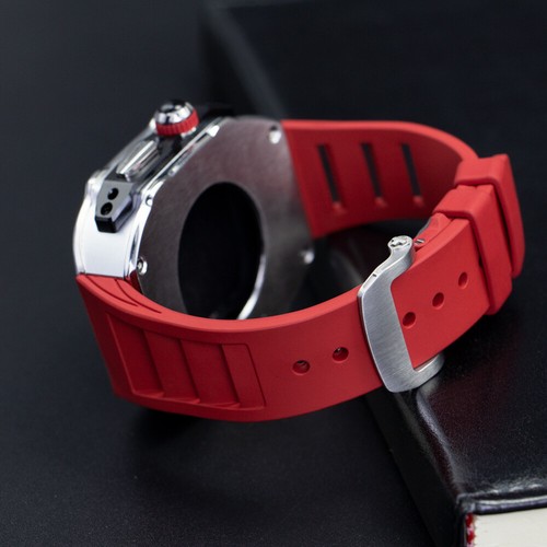 Stainless Steel Case Rubber Band For Apple Watch 49mm 45mm 44mm Silicone Strap - Picture 15 of 42