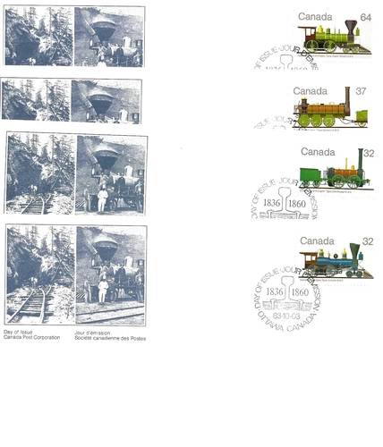 🍁Canada  #999/1002  "Canadian Locomotives"  Four Nice New 1983 First Day Covers