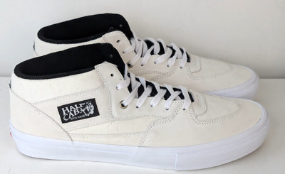 Men's 13  Vans Skate Half Cab Skateboard Suede & Canvas Shoe - White - 500714