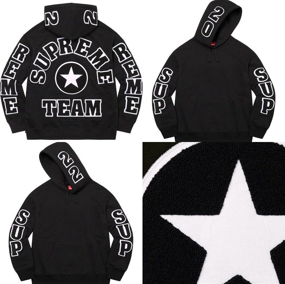 Supreme Team Chenille Hooded Sweatshirt Brushed Fleece Logo Supreme Team Chenille Hooded Sweatshirt Brushed Fleece Logo