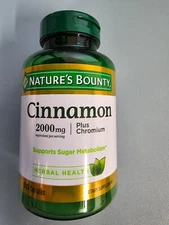 Nature's Bounty Herbal Health Cinnamon + Chromium Capsules, 2000 mg, 60 Ct