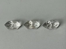(3) Vintage Clear Faceted Glass Tunnel Shank Croissant Buttons 1-1/8” — X24