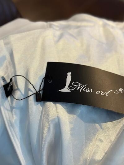 missord lantern sleeve satin bustier skater dress Miss Ord- Lantern Sleeve White Mini Satin Bustier Skater Dress (M, M0923)