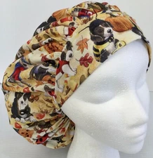 Halloween Puppy Scrub Cap Large Bouffant Medical Surgery Hat Chef