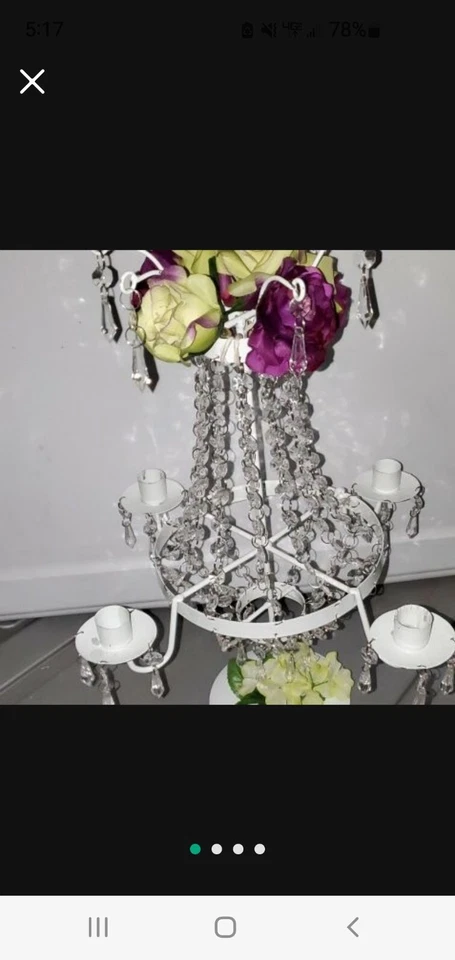 4 Candelabros antiguos como cristal con diseño de gotas de cristal, con flores Foto 3 de 3