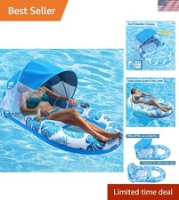 Durable Mesh Inflatable Lounge Float with Canopy - Perfect for Adult Relaxation
