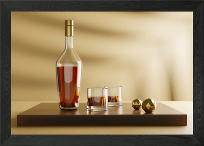 Whisky Rum Gläser und Bot gerahmtes Wandbild Poster Leinwanddruck Bild