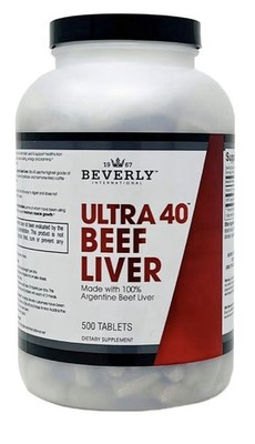 Beverly International Ultra 40 Beef Liver Grass Fed Muscle Growth Stamina 500Tab