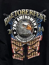 2014 BIKETOBERFEST Motorcycle Rally T-Shirt 2nd Amendment Eagle Flag Gun Biker L