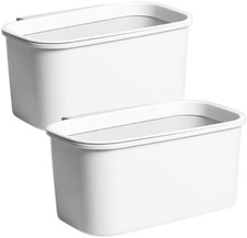 2 Pack White Hanging Cup Holders,10x5x4.5 Trolley Basket Storage,Rolling Cart