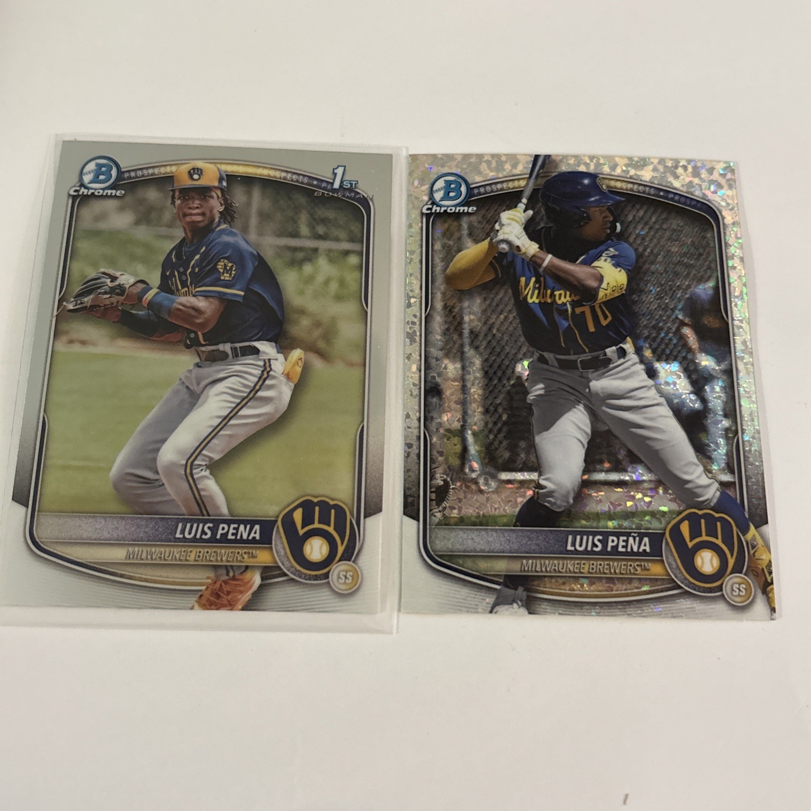 2025 Bowman Chrome -Luis Pena - Chrome 1st + Mini Diamond Refractor - Brewers