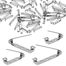 30 Pcs Brooch Pins, Silver Bar Secure Back Clasp with