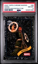 2025 TOPPS CHROME MARVEL SPIDER WEB REFRACTOR #86 WONG 348/399 PSA 8