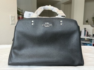 Coach Lillie Carryall Satchel Black Leather/Silver -- NEW