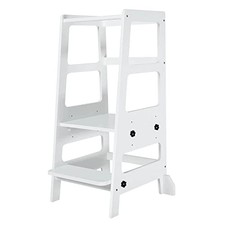 ZYTTY TODDLER STEP STOOL TODDLER KITCHEN STOOL, ADJUSTABLE-HEIGHT - WHITE
