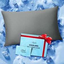 Ice Cooling Pillowcase for Hot Sleepers, Instantly Cool, Standard Dark Gray