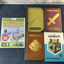 Lot of 5 Minecraft Books Mojang Gamers Handbooks PvP Mini games Builders Guide