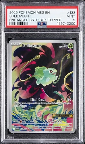 2025 POKEMON MEG EN-MEGA EVOLUTION ENHANCED BOOSTER BOX TOPPER BULBASAUR PSA 9