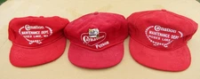 Lot of 3 Vintage Carnation Corduroy Trucker Hats - Moses Lake Washington