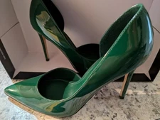 Nine West Green Patent Stiletto Pointed Toe High Heel Pumps Shoes Size 6 1/2
