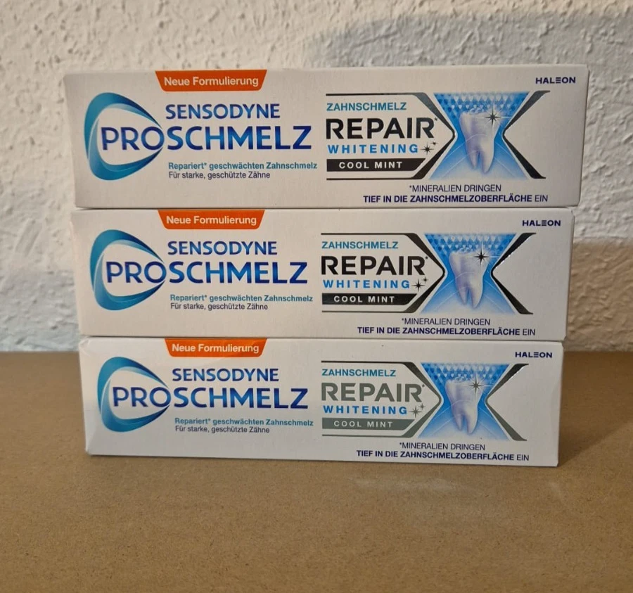 3x Sensodyne ProSchmelz Repair Whitening Toothpaste, 3 x 75 ml, Daily Toothpaste