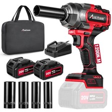 Cordless Impact Wrench Kit 900 Ft-lbs (1200 N.M), 2*4.0 Ah Batteries 20V Brus...