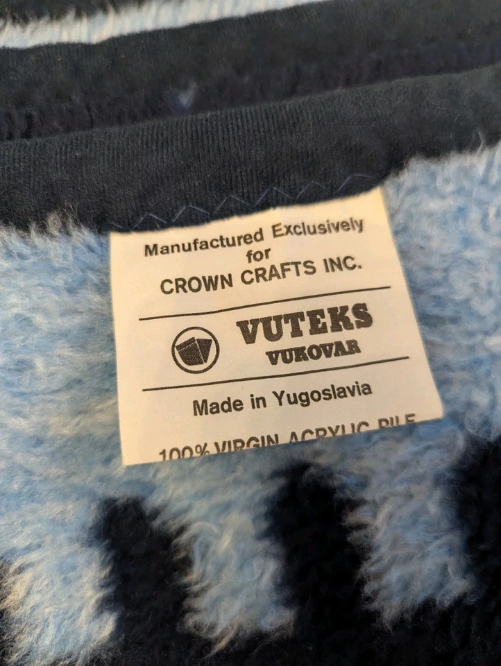 Manta reversible vintage 1986 Vuteks Crown Crafts animales vacas ovejas cerdos cabaña Foto 4 de 4