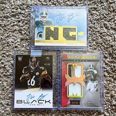 Le'Veon Bell 3-Card Lot Rookie Auto Patch 2013 Panini Black + Upper Deck