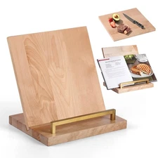 Cookbook Stand with Removable Cutting Board – Adjustable Recipe Book Holder, ...