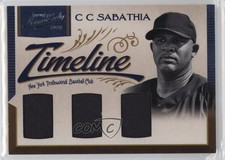 2011 Playoff Prime Cuts Timeline Materials Trios /25 CC Sabathia #34 HOF