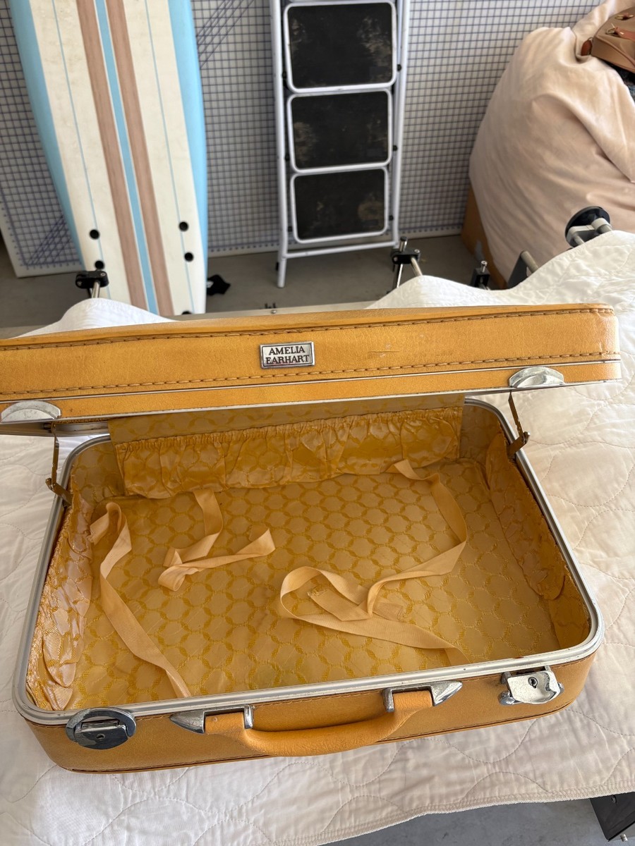 1960s Vintage Amelia Earhart Yellow Suitcase Hard Shell Luggage