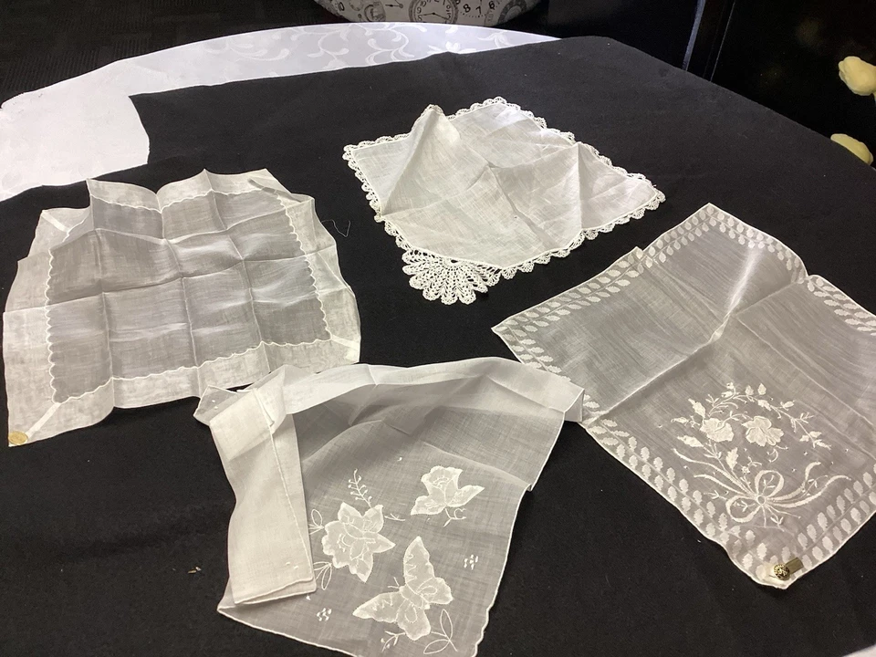 Lot of Vintage ASSORTED.  handkerchiefs 55 Total Old Ones Too - Image 2 of 4