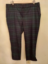 Talbots Womens Wool Blend Ankle Pants 12 Petite Blue Green Plaid Lined