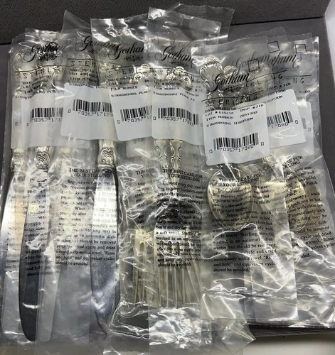 GORHAM STRASBOURG STERLING - 4 KNIVES, 4 DINNER FORKS, 4 TEASPOONS - NEW, UNUSED