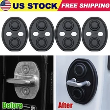 4pcs Silicone Car Auto Door Lock Cover Door Latch Protection Black