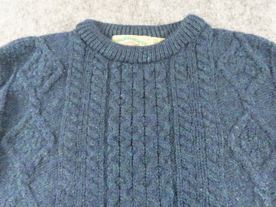 Aran Crafts Sweater Womens XS Blue Cable Knit Fisherman 100% Wool Ireland - Image 2 of 4