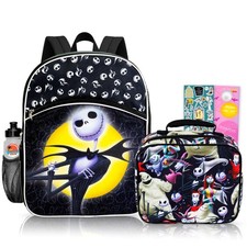 Nightmare Before Christmas Backpack and Lunchbox for School Bundle, More