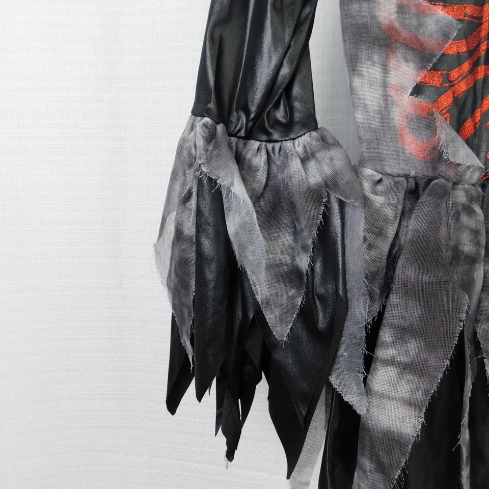 Vestido fantasia de Halloween esqueleto glitter vermelho infantil Shiny Bones 6-7 pequeno #5333 - Imagem 4 de 4