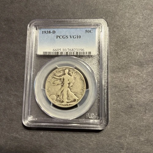 1938-D PCGS VG10 Walking Liberty Half Dollar Key Date