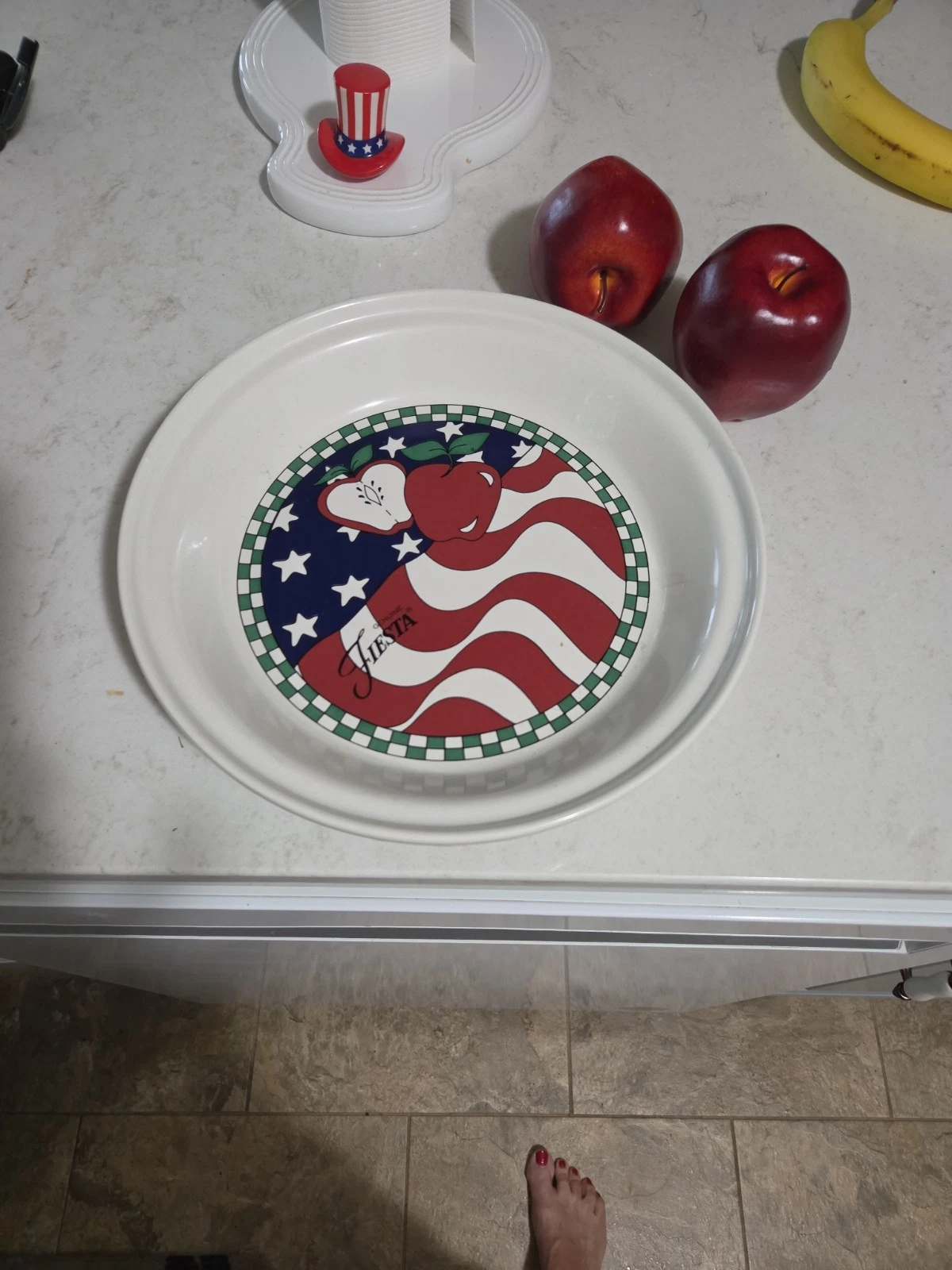 Homer Laughlin FIESTA APPLE PIE 10 1/8” Plate Dish Apples American Flag