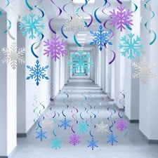 20 Pcs Winter Snowflake Hanging Swirl Decorations - Snowflake Hanging Ceiling 
