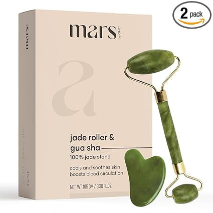 mars by GHC Jade Roller Gua Sha Massager Combo Natural Jade Stone Improves