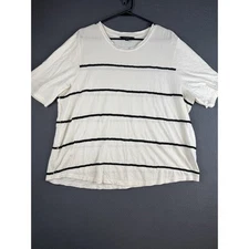 Lauren Ralph Lauren Top Womens XXLarge White Black Beaded Stripes Preppy Sailor