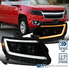 Black Smoke Projector Headlights Fit 2015-2022 Chevy Colorado Sequential LED DRL